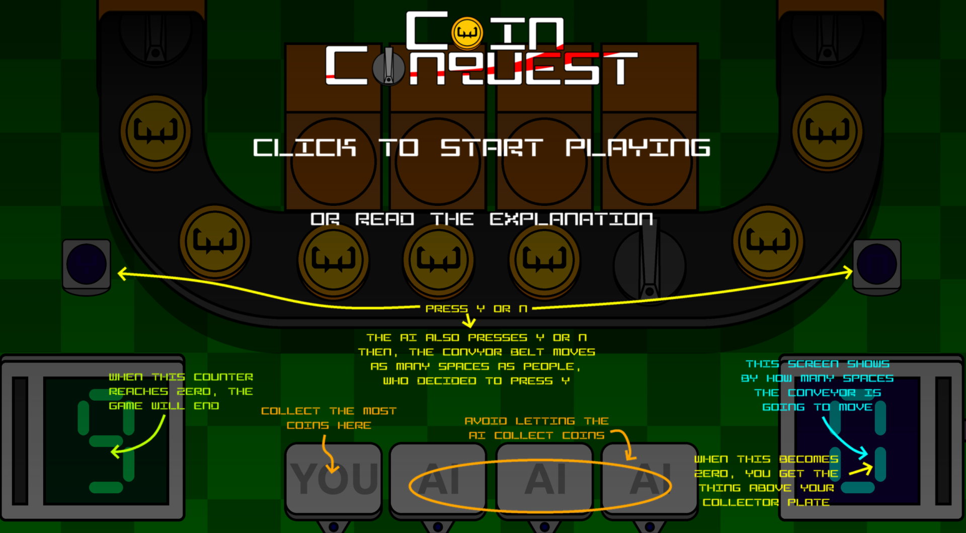 screenshot of Coin Conquest's tutorial screen