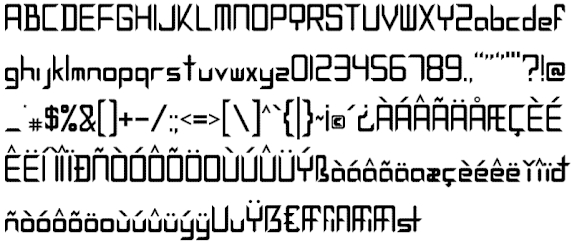 characters of the Vindicator font